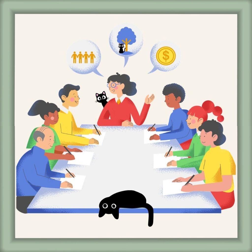 Team working calmly with cats